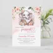 Invitation Beau éléphant dans le panier à fleurs boho rose (Debout devant)