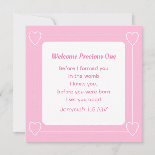 Invitation Beau et simple Baby shower rose clair blanc (Devant)