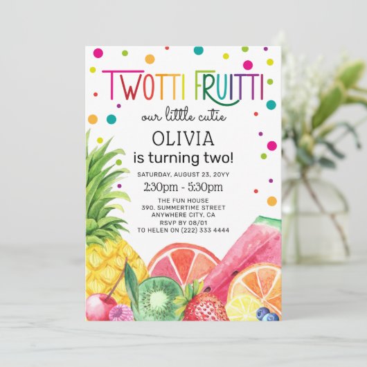 Invitation Beau été Fruit à deux tti Fruitti 2e anniversaire (Debout devant)