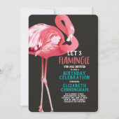 Invitation Beau Flamant rose Tropical Flamingle Anniversaire (Devant)