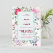 Invitation Beau Floral Et Élégant Mariage Rose Blush (Debout devant)