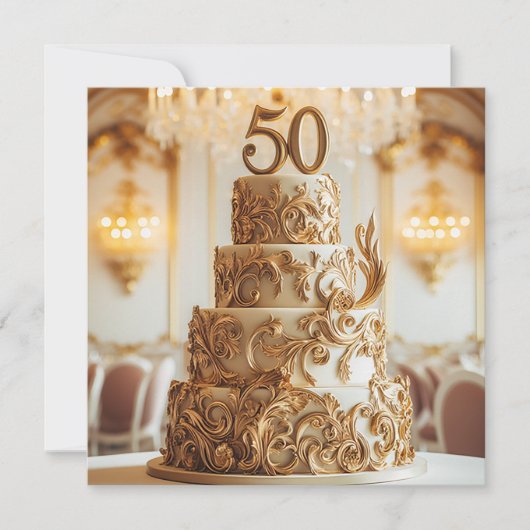 INVITATION BEAU GÂTEAU DU 50E ANNIVERSAIRE MARIAGE D'OR (Devant)
