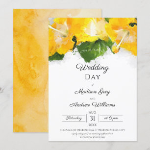 Invitation Beau Hibiscus Jaune Fleur Art Mariage Invit