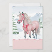 Invitation Beau hiver Woodland Cheval rose Anniversaire (Dos)