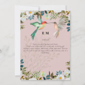 Invitation Beau HUMMINGBIRDS Couple Mariage (Dos)