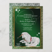 Invitation Beau Imaginaire Noël Unicorne Joy Green (Devant / Derrière)