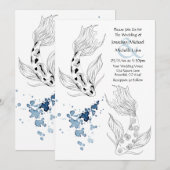 Invitation Beau japonais Koi Mariage de natation (Devant / Derrière)
