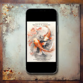 Invitation Beau japonais Koi Poisson orange Beige Mariage