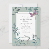 Invitation Beau Jardin de libellules Baby shower verdoyant (Devant)