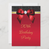 Invitation Beau Joyau rouge, or et noir Anniversaire (Devant)