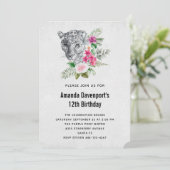Invitation Beau Leopard Portrait Aquarelle Anniversaire (Debout devant)