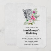 Invitation Beau Leopard Portrait Aquarelle Anniversaire (Devant / Derrière)
