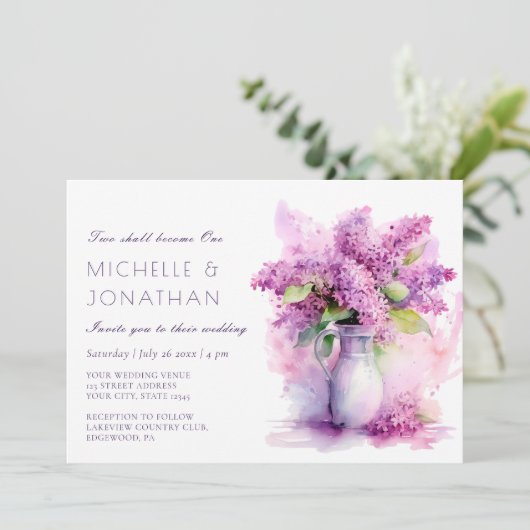 Invitation Beau Lilac Floral Mariage de la Bible chrétienne (Debout devant)