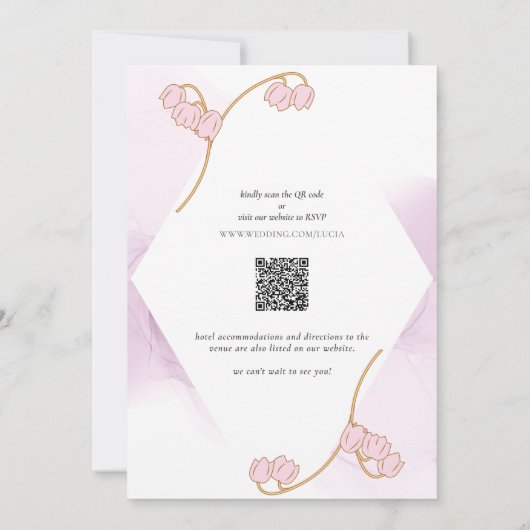 Invitation Beau Lotus Pruple Classique & Mariage d'encre coul (Dos)