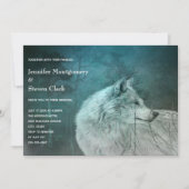 Invitation Beau loup gris dans un Mariage de forêt foncée (Devant)