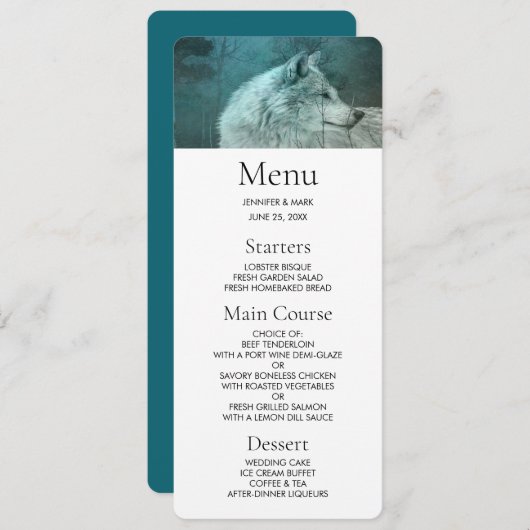 Invitation Beau loup gris dans une forêt foncée (Devant / Derrière)