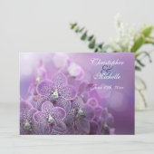 Invitation Beau Mariage à fleurs d'orchidées violettes (Debout devant)