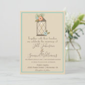 Invitation Beau Mariage à lanterne beige et bleu (Debout devant)