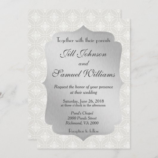 Invitation Beau Mariage Argent (Devant / Derrière)