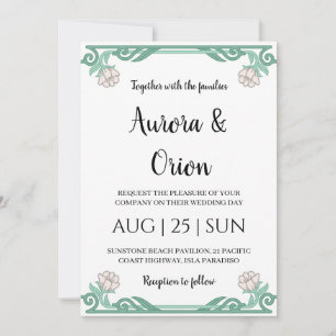 Invitation beau mariage art nouveau floral vintage