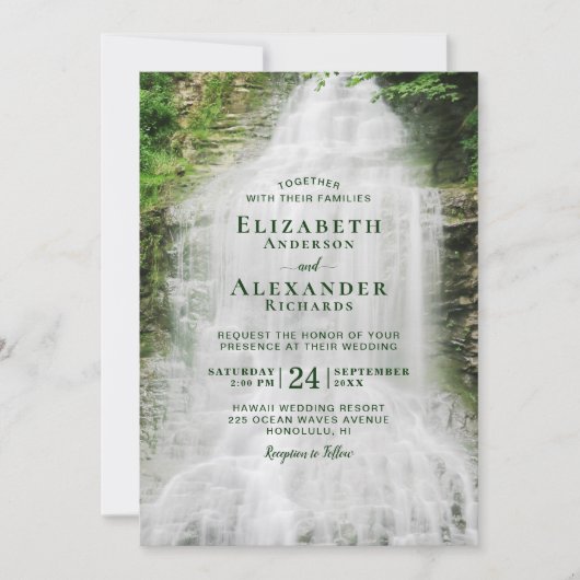 Invitation Beau Mariage campagnard de cascade (Devant)