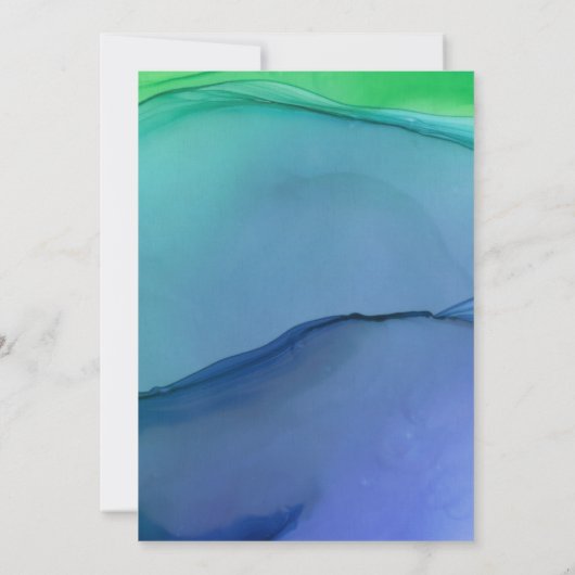 Invitation Beau Mariage couleur bleu vert Aquarelle (Dos)