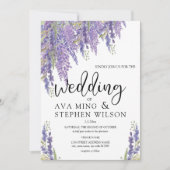 Invitation Beau Mariage d'aquarelle de l'arbre Wisteria (Devant)