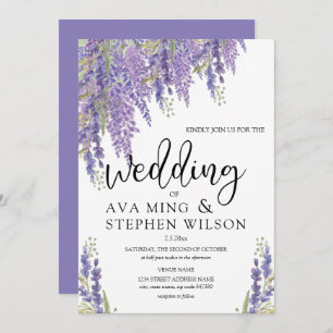 Invitation Beau Mariage d'aquarelle de l'arbre Wisteria