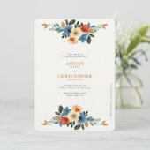 Invitation Beau Mariage d'aquarelle fleurie (Debout devant)