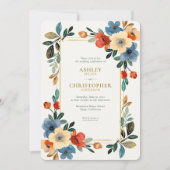 Invitation Beau Mariage d'aquarelle fleurie (Devant)
