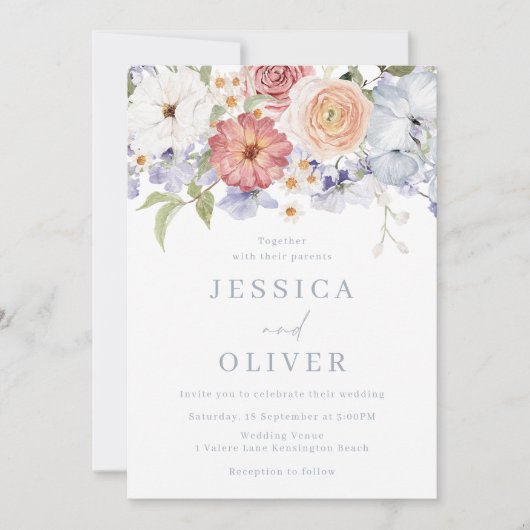 Invitation Beau Mariage d'aquarelle végétale (Devant)