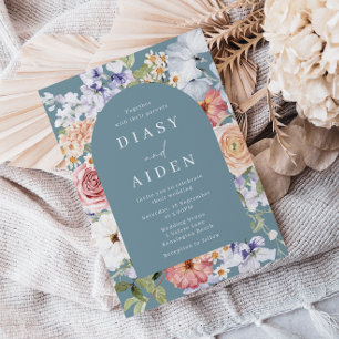 Invitation Beau Mariage de charpente d'arc fleuri botanique