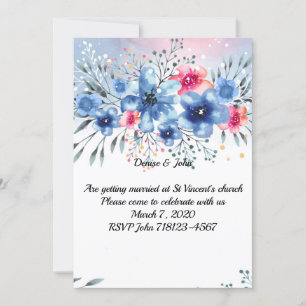 Invitation Beau Mariage de fleurs d'aquarelle