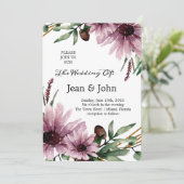 Invitation Beau Mariage de fleurs de violet (Debout devant)
