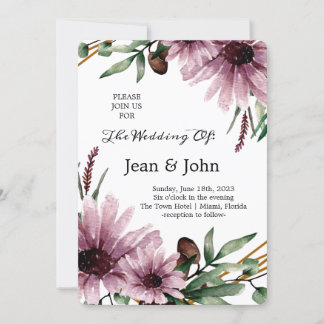 Invitation Beau Mariage de fleurs de violet