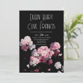Invitation Beau Mariage de fleurs d'Hydrangée rose noire (Debout devant)