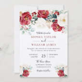 Invitation Beau Mariage de fleurs rouge blanc vert (Devant)