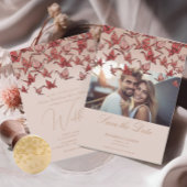 Invitation Beau Mariage de grue en papier Origami rouge