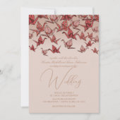 Invitation Beau Mariage de grue en papier Origami rouge (Devant)