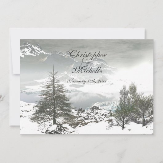 Invitation Beau Mariage de montagne d'hiver (Devant)