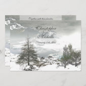 Invitation Beau Mariage de montagne d'hiver (Devant / Derrière)