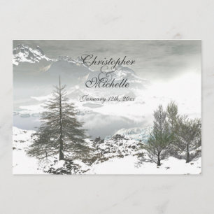 Invitation Beau Mariage de montagne d'hiver