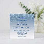 Invitation Beau Mariage de Parties scintillant à goutte bleue (Debout devant)