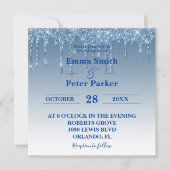 Invitation Beau Mariage de Parties scintillant à goutte bleue (Devant)