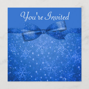 Invitation Beau Mariage de Snowflakes Blue & Shimmer