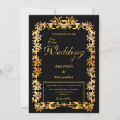 Invitation Beau Mariage de trame doré personnalisé (Devant)