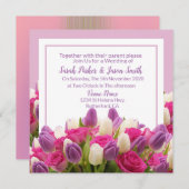 Invitation Beau mariage de tulipes violettes (Devant / Derrière)