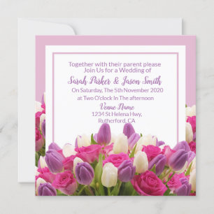 Invitation Beau mariage de tulipes violettes