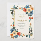 Invitation Beau Mariage d'ivoire Floral Aquarelle (Devant)