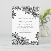 Invitation Beau Mariage en dentelle noire avec QR Code RSVP (Debout devant)